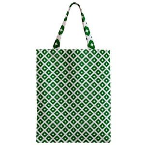 NWT Printed Canvas Tote Geometric Ikat Dot Green
